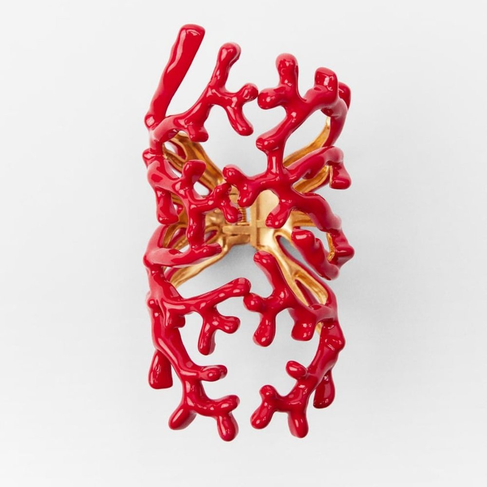 Zara Coral Shaped‎ Cuff Bracelet Summer 2023 Red